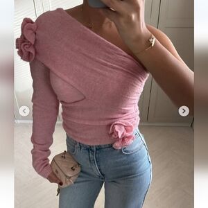 Zara Pink One-Shoulder Sweater